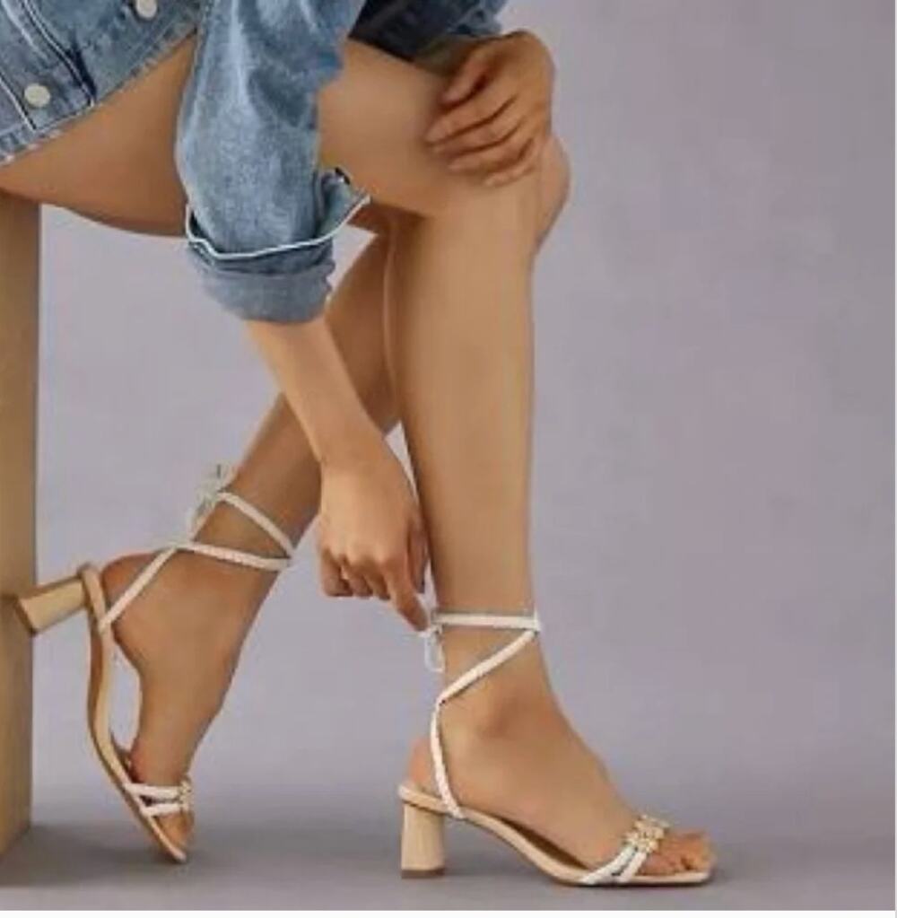 Schutz NEW Floral Daisy Hina Mid Sandals – Anthropologie Exclusive – Size 8B
